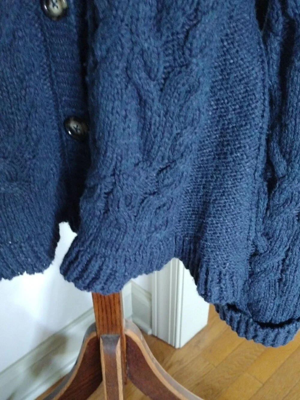 Anthropologie Pilcro Two-Tone Cable Knit Cardigan Sweater- Navy and Cream